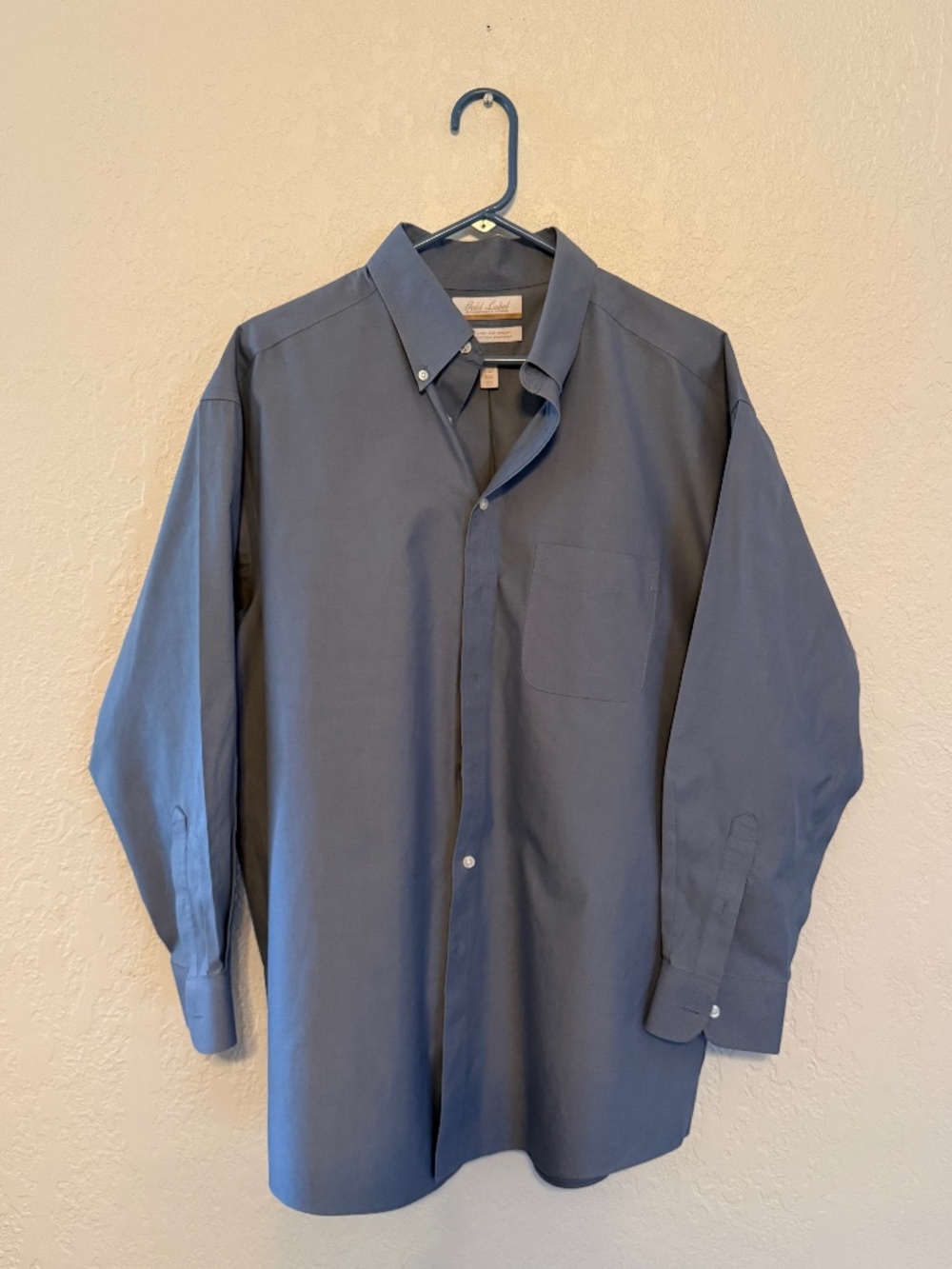 Roundtree & Yorke Gold Label Men’s Dress Shirt 16.5 33 Blue Cotton Non Iron